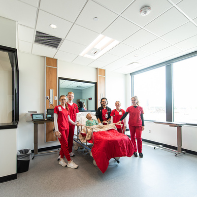 Nursing students in the new simulation hospital