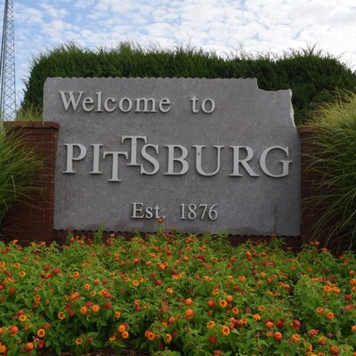 The South Welcome sign at Centennial & the Bypass is maintained by Pittsburg Beautiful.