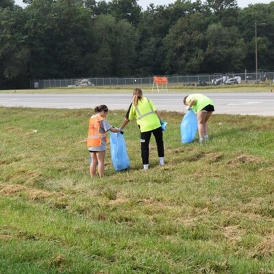 Students from PHS and St. Mary's Colgan assist with the Bypass Clean-up, under the leadership of volunteer, Sharon Johnson